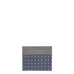 PORTACARTE DI CREDITO SETA E PELLE GRIGIO SCURO 5 scomparti