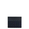 PORTACARTE DI CREDITO SETA E PELLE BLU SCURO 5 scomparti