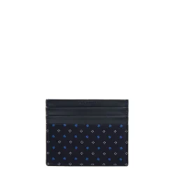 PORTACARTE DI CREDITO SETA E PELLE BLU SCURO 5 scomparti