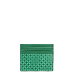 PORTACARTE DI CREDITO SETA E PELLE VERDE CHIARO 5 scomparti