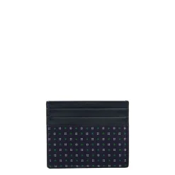 PORTACARTE DI CREDITO SETA E PELLE BLU SCURO 5 scomparti