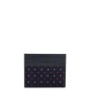 PORTACARTE DI CREDITO SETA E PELLE BLU SCURO 5 scomparti