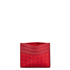 PORTACARTE DI CREDITO SETA E PELLE ROSSO 5 scomparti