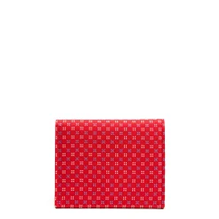 PORTACARTE PIEGHEVOLE IN SETA PELLE ROSSO 10 scomparti
