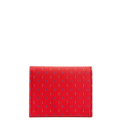 PORTACARTE PIEGHEVOLE IN SETA PELLE ROSSO 10 scomparti
