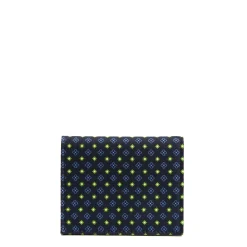 PORTACARTE PIEGHEVOLE IN SETA PELLE BLU SCURO 10 scomparti