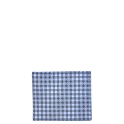 PORTAFOGLIO PICCOLO AZZURRO POLVERE In seta e pelle