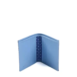 PORTAFOGLIO PICCOLO BLU In seta e pelle