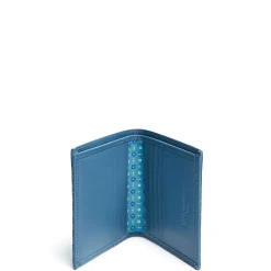 PORTAFOGLIO PICCOLO BLU MEDIO In seta e pelle