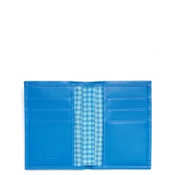 PORTAFOGLIO VERTICALE BLU MEDIO In seta e pelle