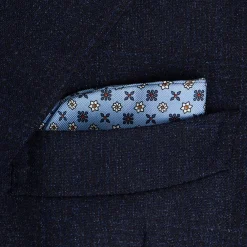 PORTAOCCHIALI AZZURRO In seta stampata a mano