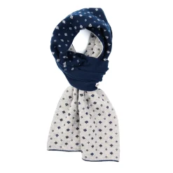 SCALDACOLLO BLU SCURO MICROFANTASIA In cashmere