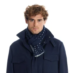 SCALDACOLLO BLU SCURO MICROFANTASIA In cashmere