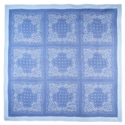 SCIALLE 135 AZZURRO In lana e seta