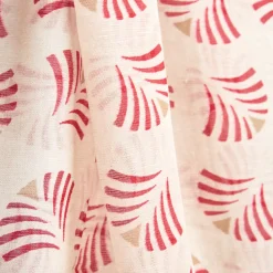 SCIARPA BEIGE IN COTONE E LINO Ventagli rossi