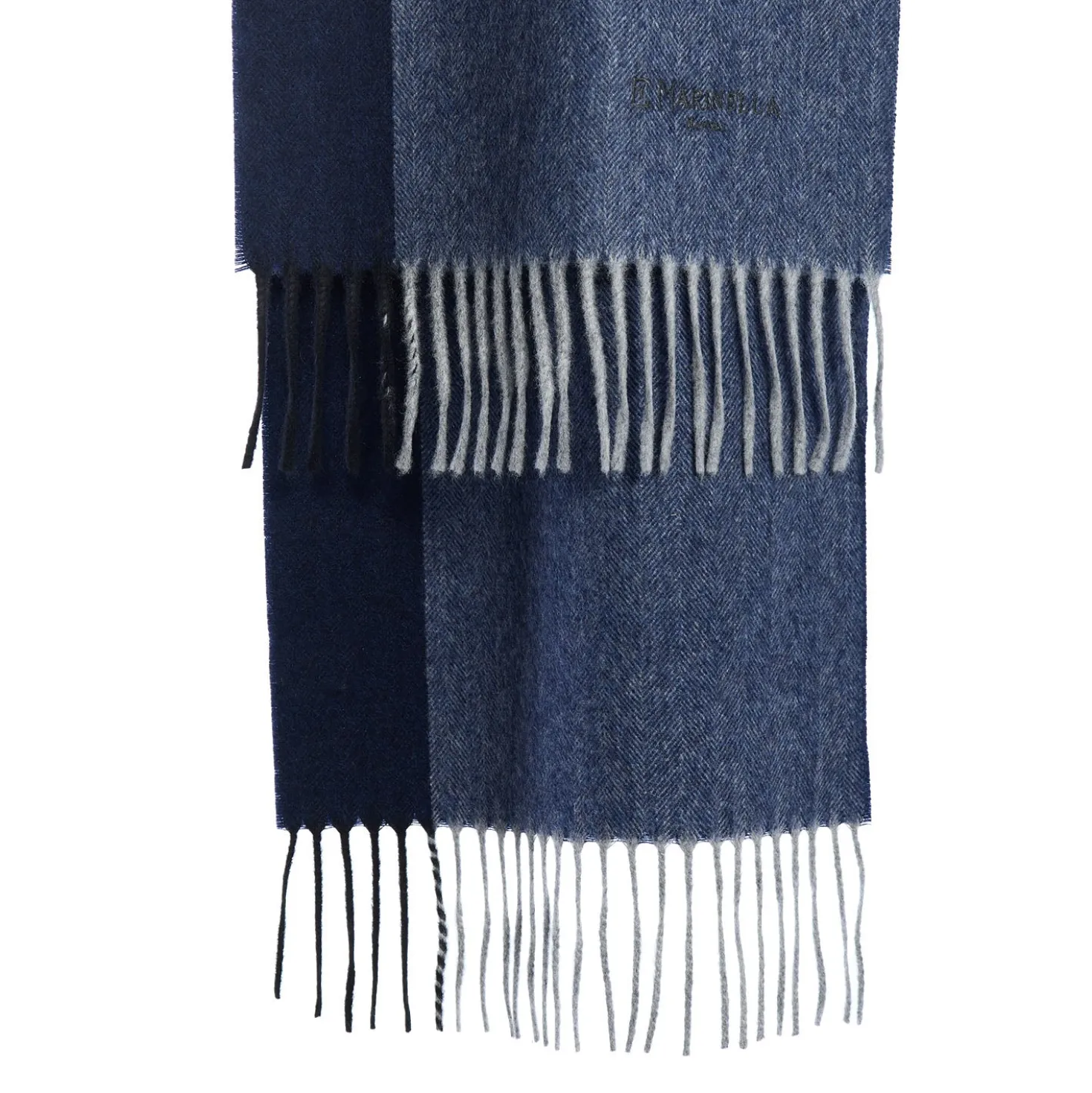 SCIARPA BICOLOR BLU IN LANA E CASHMERE Tinta unita