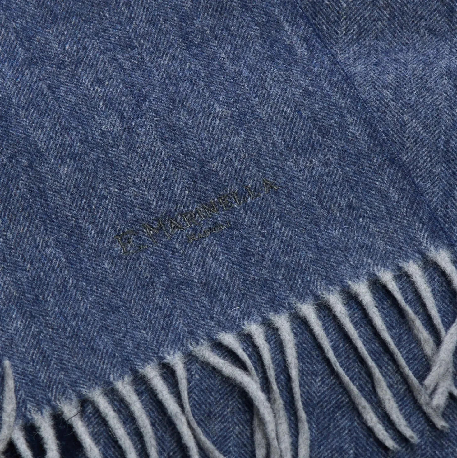 SCIARPA BICOLOR BLU IN LANA E CASHMERE Tinta unita