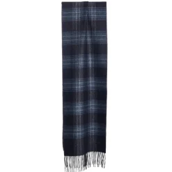 SCIARPA BICOLOR BLU SCURO IN SETA E CASHMERE Check