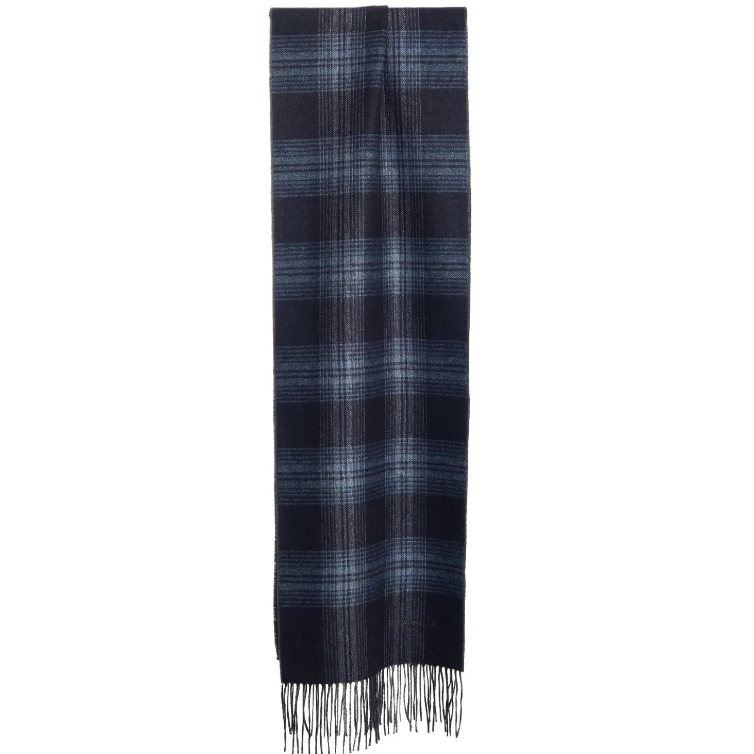 SCIARPA BICOLOR BLU SCURO IN SETA E CASHMERE Check