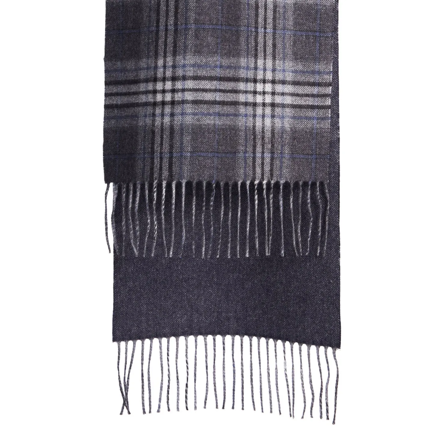 SCIARPA BICOLOR GRIGIO SCURO IN SETA E CASHMERE Check