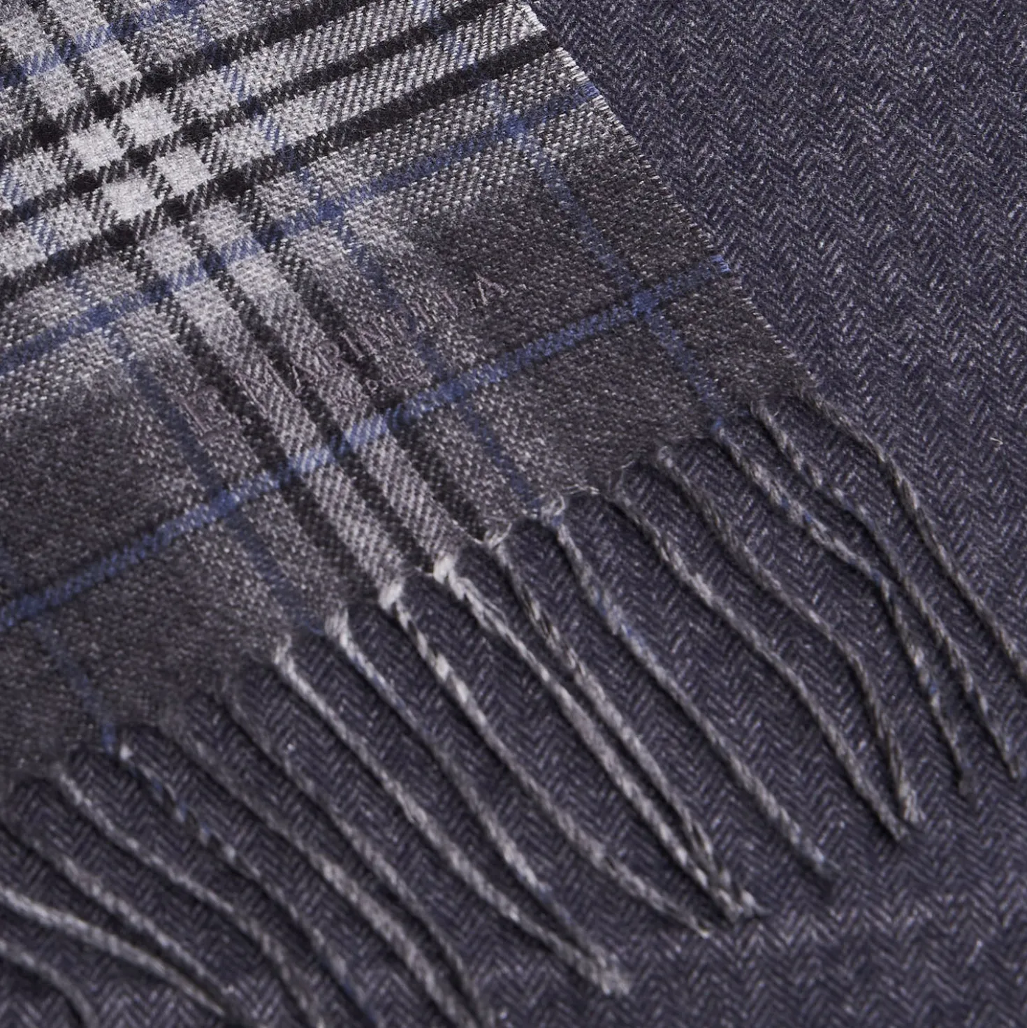 SCIARPA BICOLOR GRIGIO SCURO IN SETA E CASHMERE Check