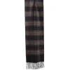 SCIARPA BICOLOR MARRONE IN SETA E CASHMERE Check