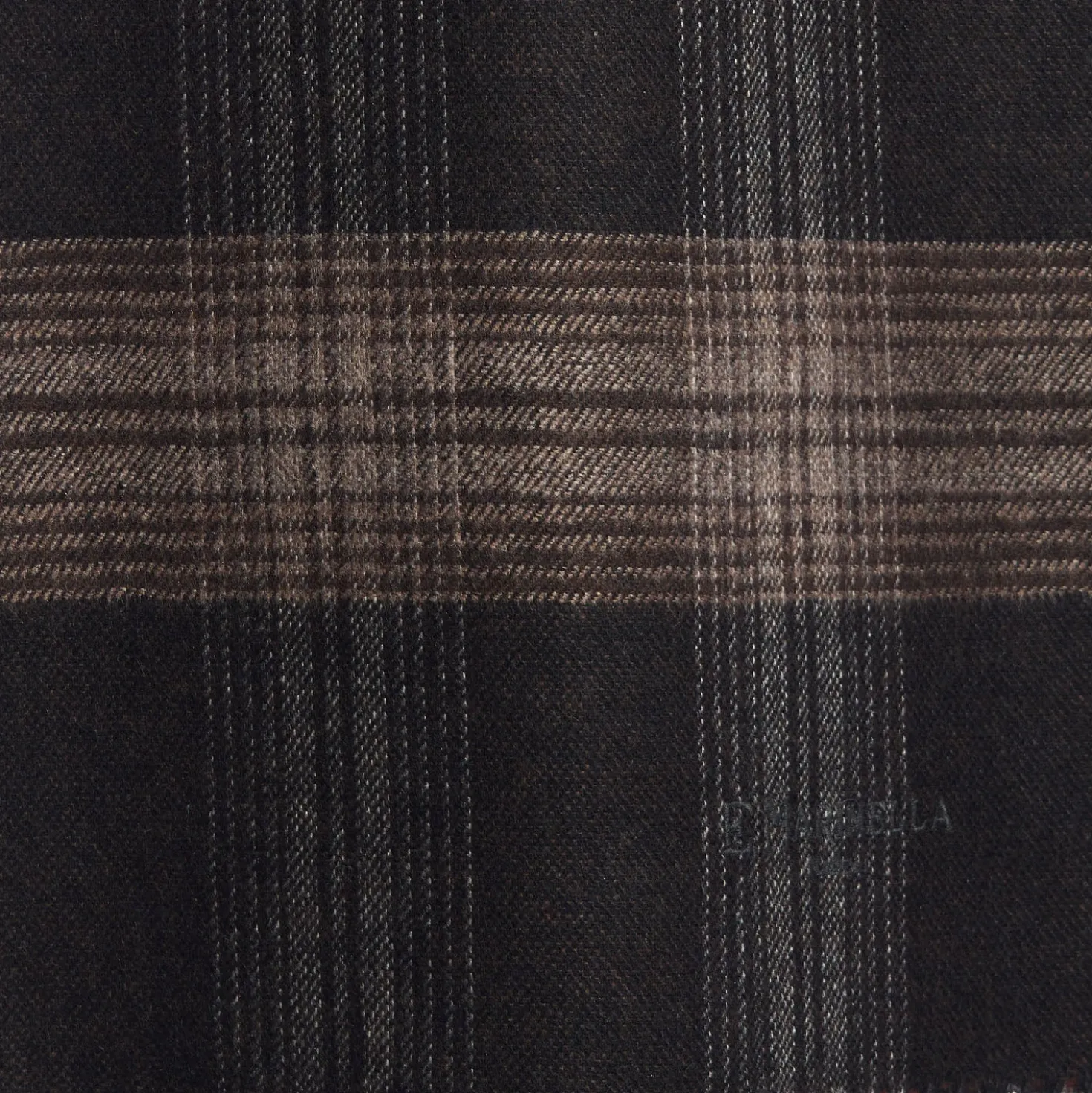 SCIARPA BICOLOR MARRONE IN SETA E CASHMERE Check