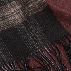 SCIARPA BICOLOR MARRONE IN SETA E CASHMERE Check
