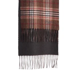 SCIARPA BICOLOR MARRONE IN SETA E CASHMERE Check
