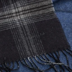 SCIARPA BICOLOR NERA IN SETA E CASHMERE Check