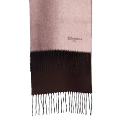SCIARPA BICOLOR ROSA E MARRONE SCURO IN SETA E CASHMERE Tinta unita