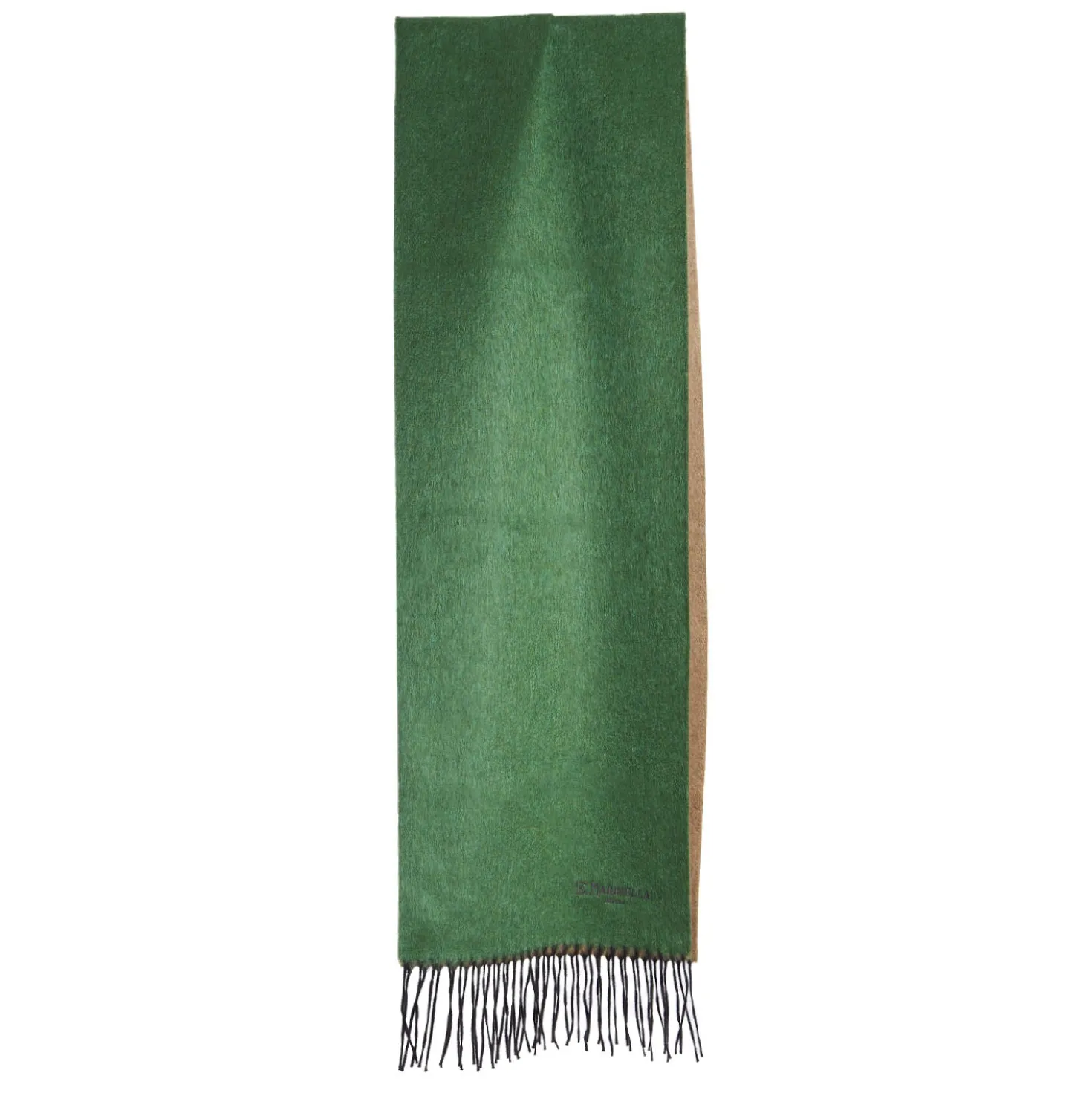 SCIARPA BICOLOR VERDE E BEIGE IN SETA E CASHMERE Tinta unita