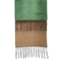 SCIARPA BICOLOR VERDE E BEIGE IN SETA E CASHMERE Tinta unita