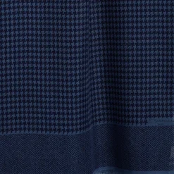 SCIARPA BLU SCURO IN LANA E SETA Pied de poule e spigatino