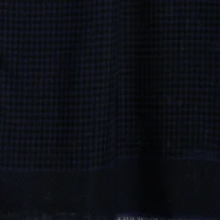 SCIARPA BLU SCURO IN LANA E SETA Pied de poule e spigatino