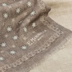 SCIARPA TUBOLARE BEIGE IN LANA E SETA Microfantasia fiore