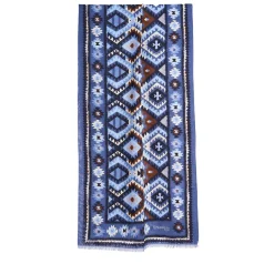 SCIARPA TUBOLARE BLU In lana e seta