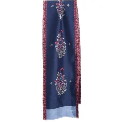 SCIARPA TUBOLARE BLU SCURO IN SETA TWILL Paisley pattern