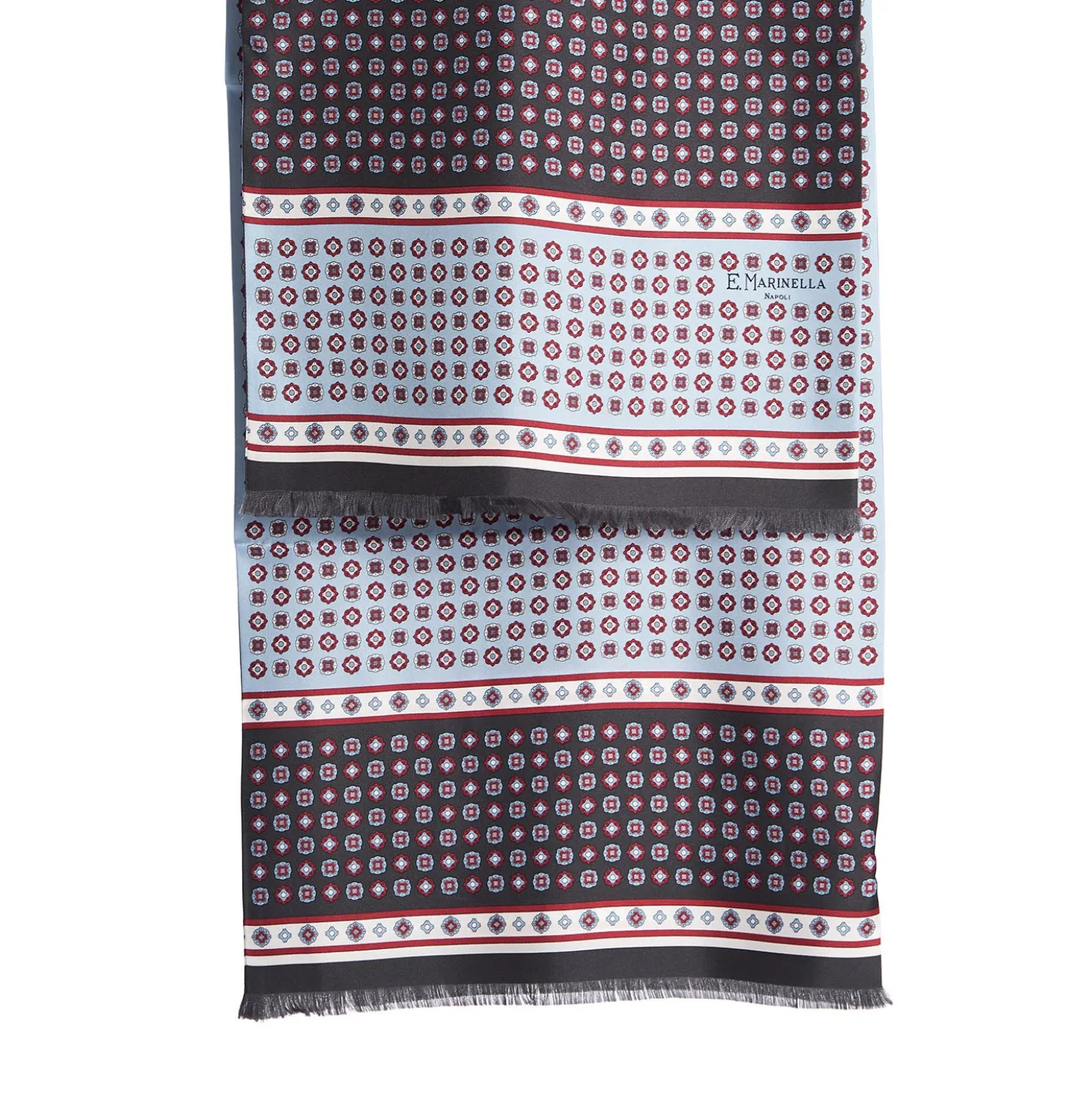 SCIARPA TUBOLARE GRIGIO SCURO IN SETA TWILL Busy pattern