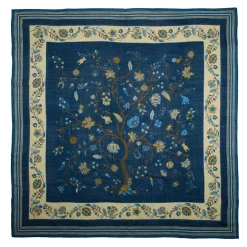 STOLA BLU 140 IN LANA E CASHMERE Albero della vita