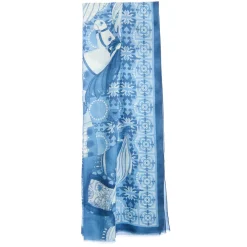 STOLA BLU IN CASHMERE Collezione elefanti