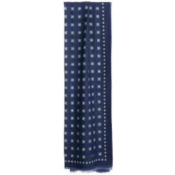 STOLA BLU SCURO IN LANA Decorazioni floreali