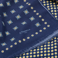 STOLA BLU SCURO IN LANA Decorazioni floreali