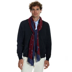 STOLA BORDEAUX IN LANA Decorazioni floreali