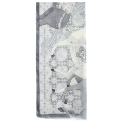 STOLA GRIGIA IN CASHMERE Collezione elefanti