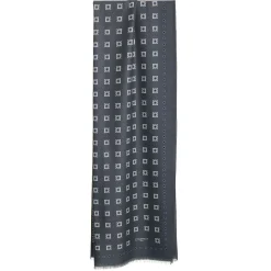 STOLA GRIGIO SCURO IN LANA Decorazioni floreali