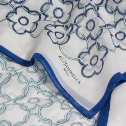 STOLA IN VOILE DI COTONE E SETA BLU Fiore monogram 100