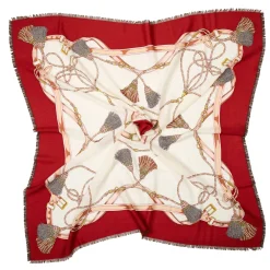 STOLA ROSSA 115 IN LANA, SETA E CASHMERE Nappine e chiavi