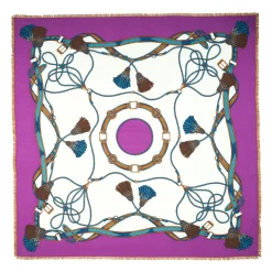 STOLA VIOLA 115 IN LANA, SETA E CASHMERE Nappine e chiavi