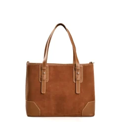 TOTE BAG MIDI COLOR CUOIO In suede e pelle